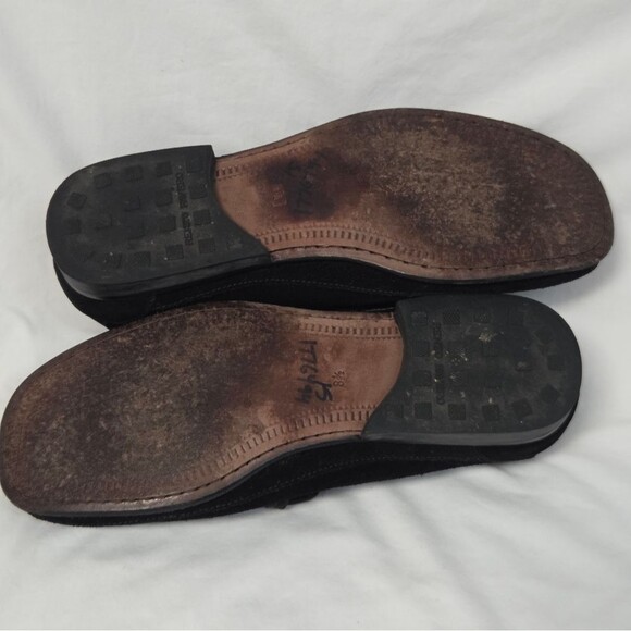 Renzo Favero Mens Black Perforated Suede Loafers 8.5